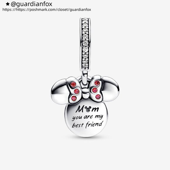 Pandora Disney Minnie Mouse Silhouette Double Dangle Charm - Picture 3 of 5